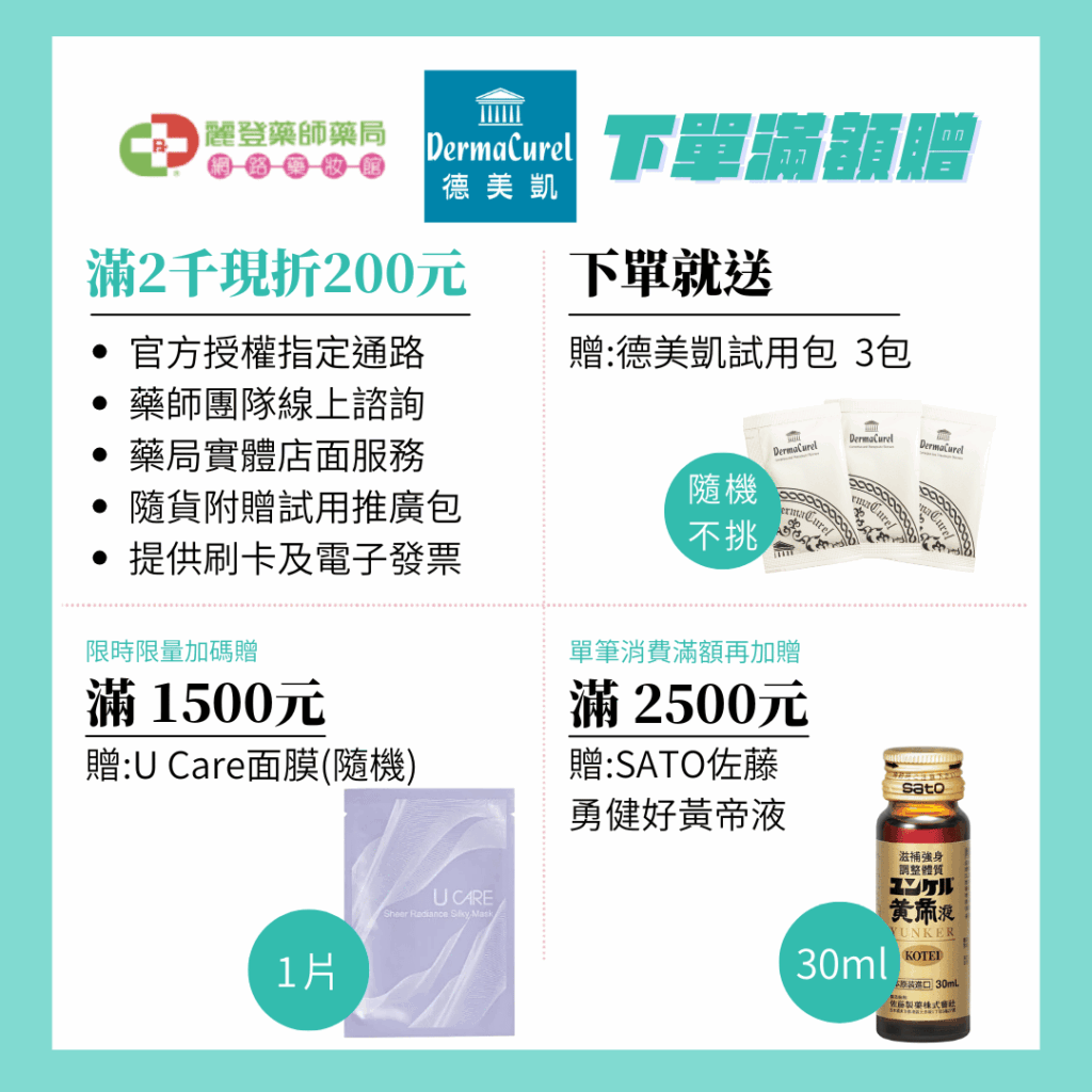 Dermacurel德美凱滿額贈活動